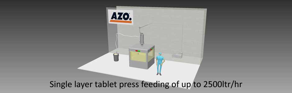 Single layer tablet press feeding of up to 2500ltr/hr