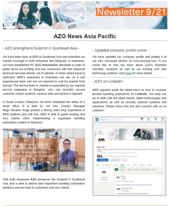 AZO News - Asia Pacific 09/21
